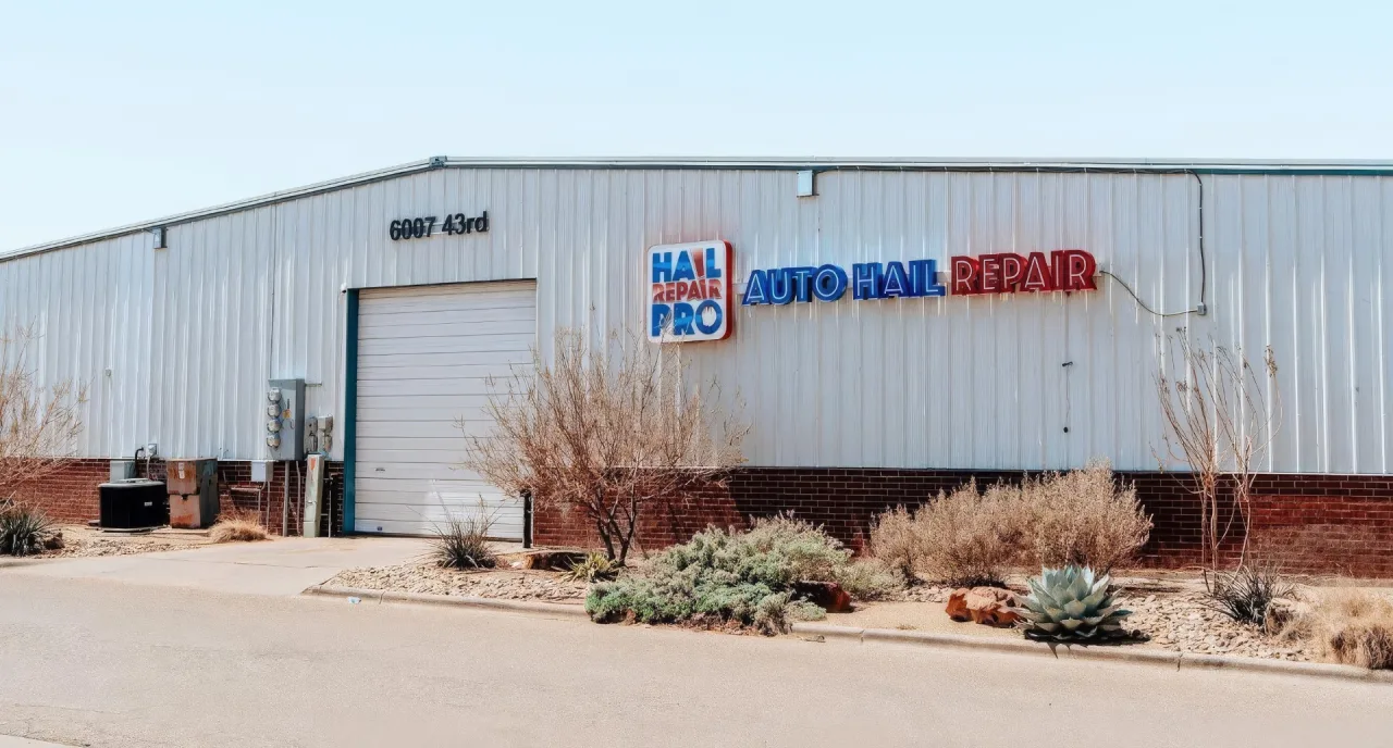 Hail Repair Pro — Auto Hail Repair Shop at 6007 43rd St, Lubbock, TX Hail Repair Pro shop exterior at 6007 43rd St, Lubbock TX — Auto Hail Repair, Paintless Dent Repair and Paint & Body Shop signage